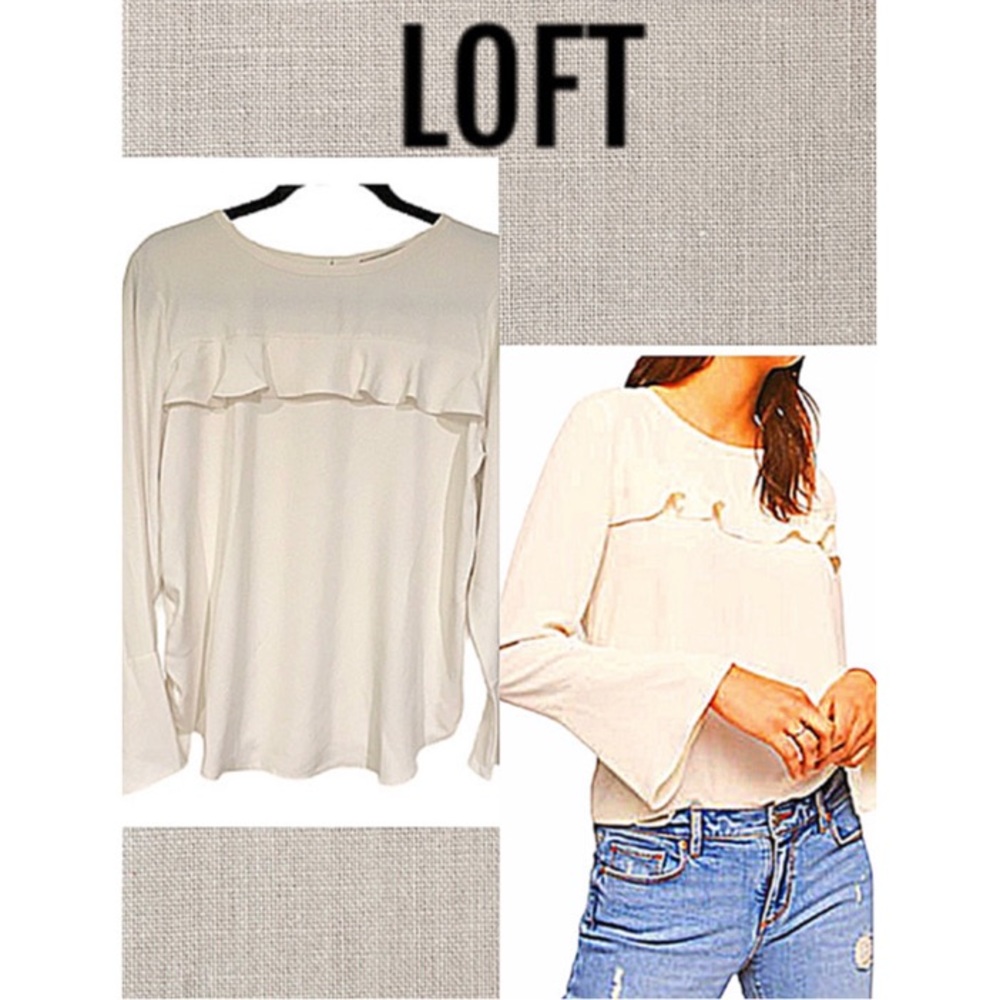 LOFT Blouse soft & silky ivory blouse Size S